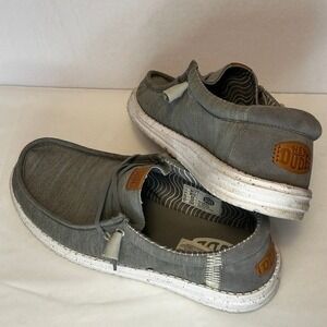 Hey Dude Wally Elevated Basics Grey‎ Canvas Slip On Shoes Men's M11